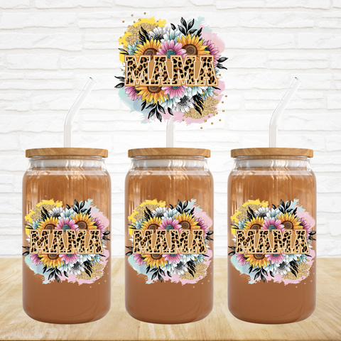 UV DTF Decal - Leopard Mama Sunflowers