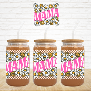UV DTF Decal - Hot Pink Mama White Daisies