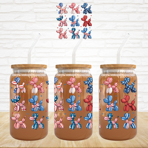 UV DTF Decal - Red White Blue Balloon Dogs