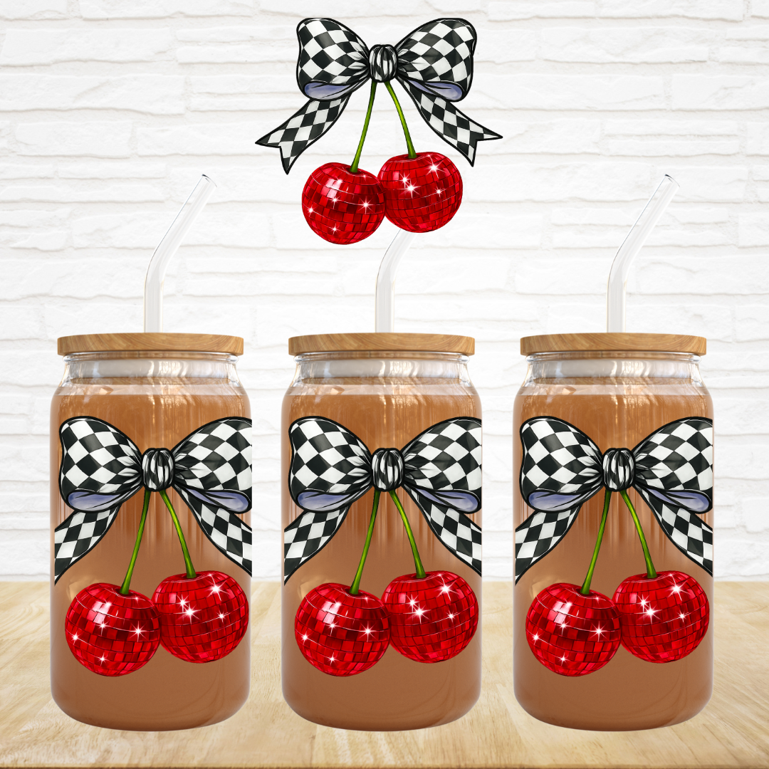 UV DTF Decal - Check Bow Cherries