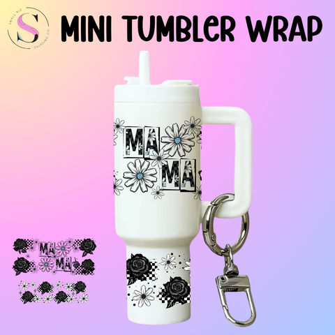 Mini Tumbler Top & Bottom Decal - Mama Black Roses