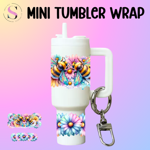 Mini Tumbler Top & Bottom Decal - Bright bees