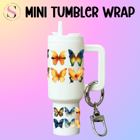Mini Tumbler Top & Bottom Decal - Bright Butterflies