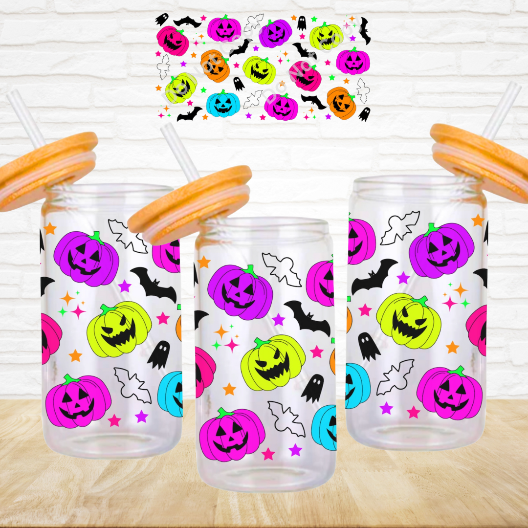 16oz UV DTF Wrap - Neon Pumpkins
