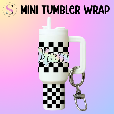 Mini Tumbler Top & Bottom Decal - Rainbow Mama Check