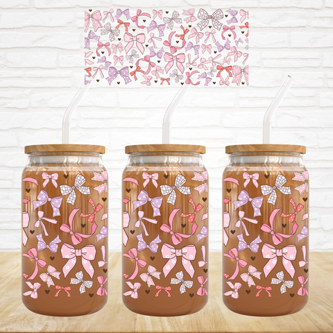 16oz UV DTF Wrap - Pink Dot Bows