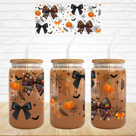 16oz UV DTF Wrap - Halloween Bows & Webs