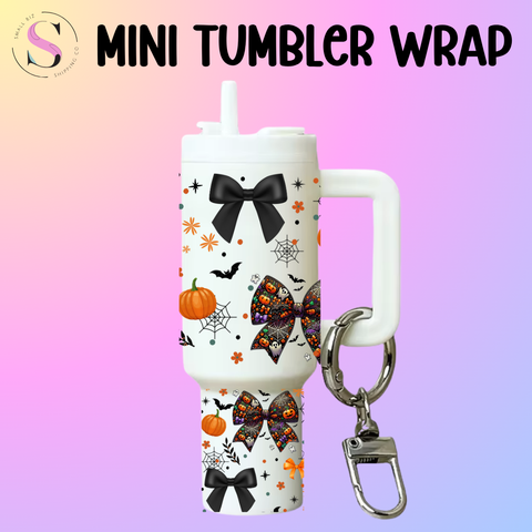 Mini Tumbler Top & Bottom Decal - Halloween Bows & Pumpkins