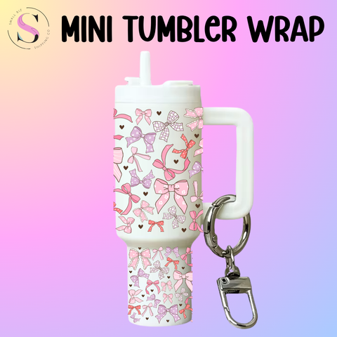 Mini Tumbler Top & Bottom Decal - Pink Coquette Bows