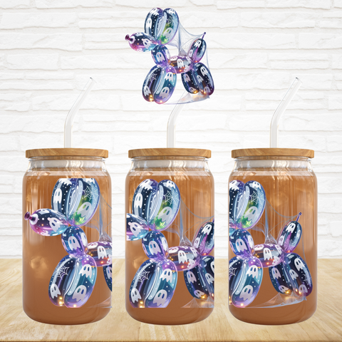 UV DTF Decal - Halloween Balloon Dog - Ghost Webs