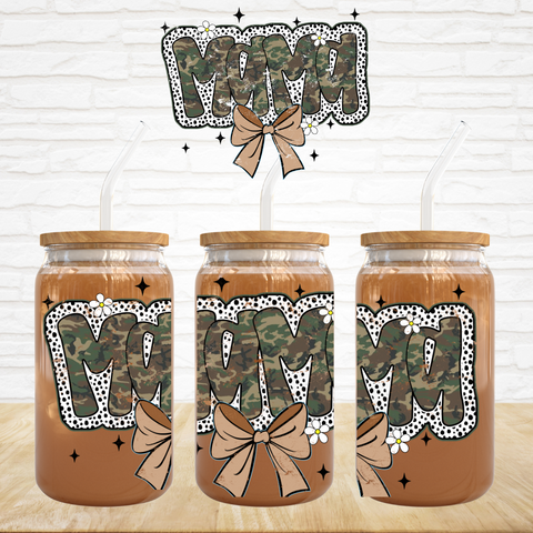 UV DTF Decal - Camo Mama Bow