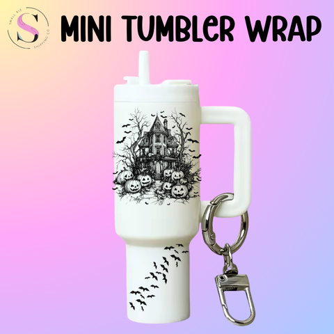 Mini Tumbler Top & Bottom Decal - Haunted House