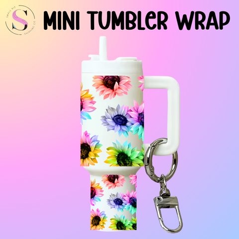 Mini Tumbler Top & Bottom Decal - Neon Sunflowers