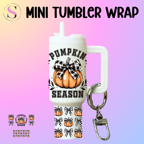 Mini Tumbler Top & Bottom Decal - Pumpkins Season Buffalo Plaid Bow