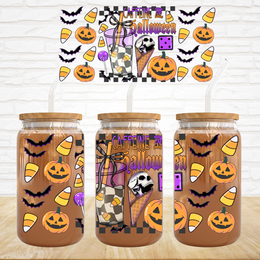 16oz UV DTF Wrap - Caffeine & Halloween