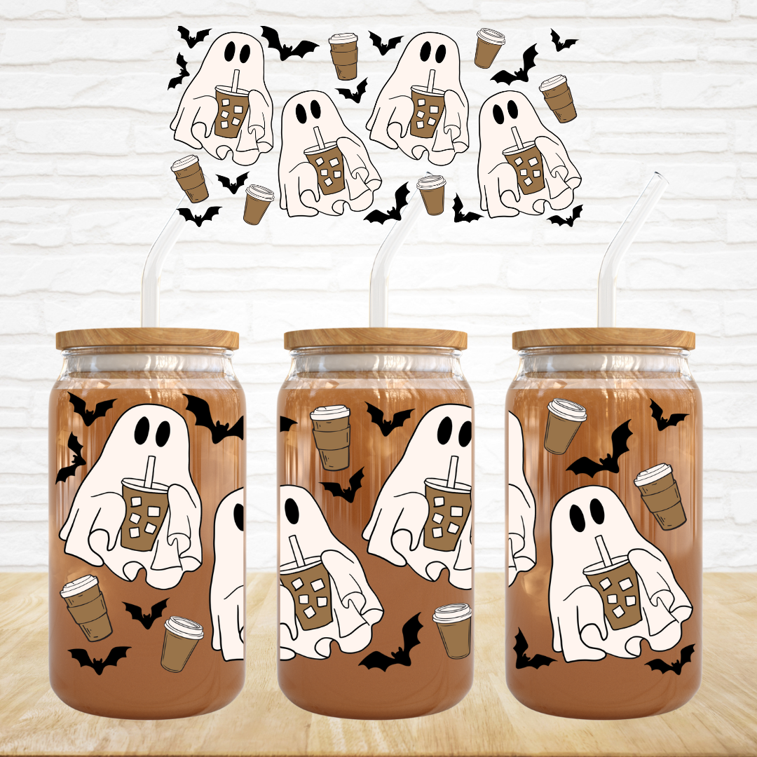 16oz UV DTF Wrap - Iced Coffee Ghost