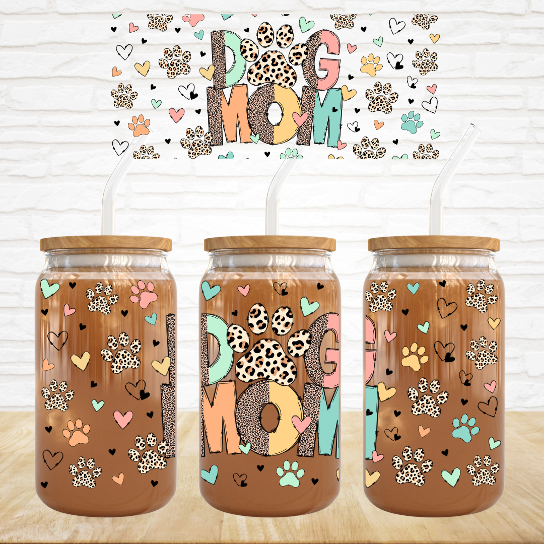 16oz UV DTF Wrap - Dog Mom Cheetah Paw