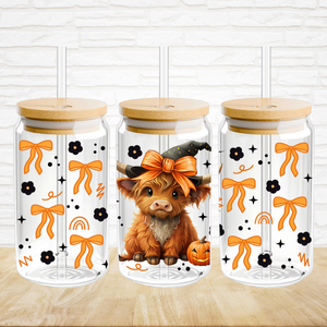 16oz UV DTF Wrap - Cute Witch Highland Cow