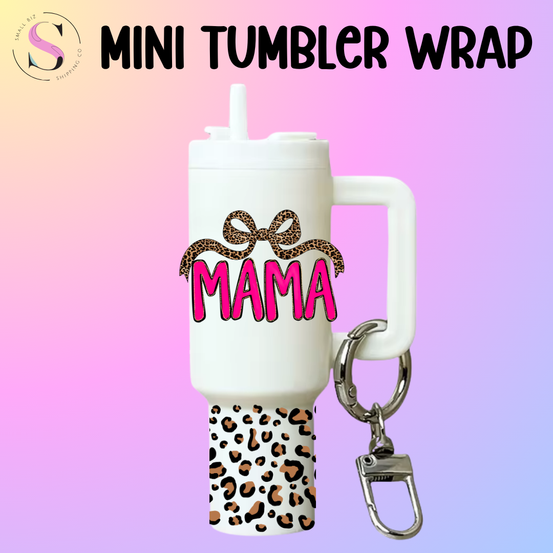 Mini Tumbler Top & Bottom Decal - Mama Leopard Bow