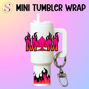 Mini Tumbler Top & Bottom Decal - Mom Pink Flame
