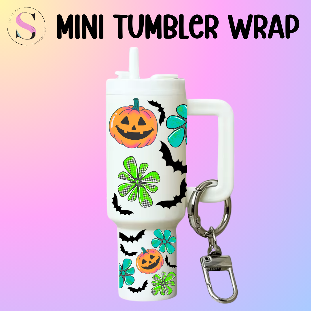 Mini Tumbler Top & Bottom Decal - Pumpkins & Turquoise