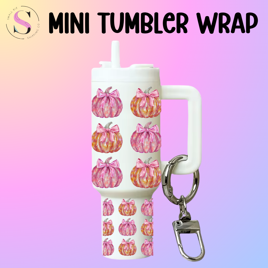 Mini Tumbler Top & Bottom Decal - Sparkle Pumpkins