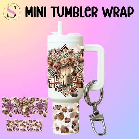 Mini Tumbler Top & Bottom Decal - Boho Cheetah Steer