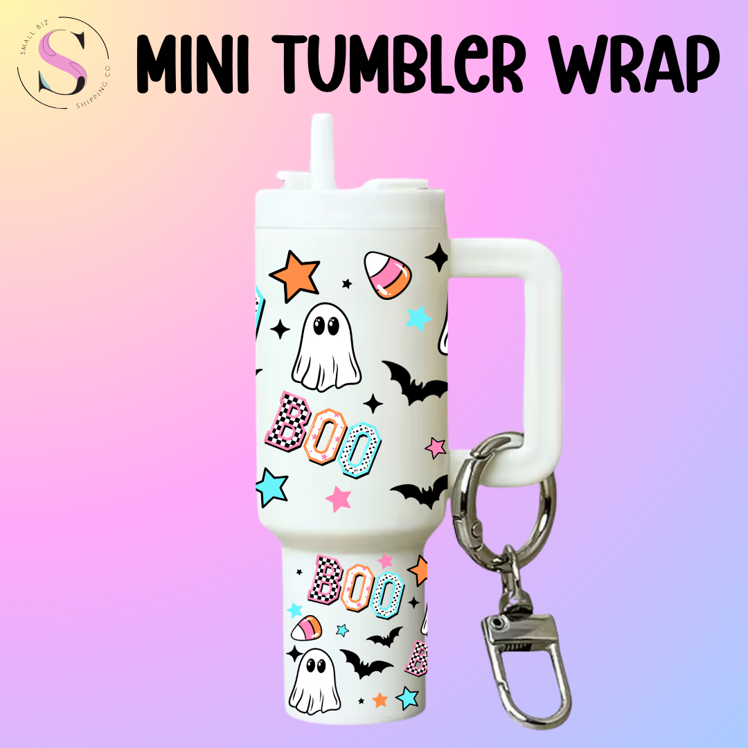 Mini Tumbler Top & Bottom Decal - Bright Collegiate BOO