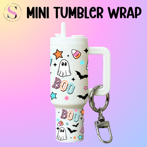 Mini Tumbler Top & Bottom Decal - Bright Collegiate BOO