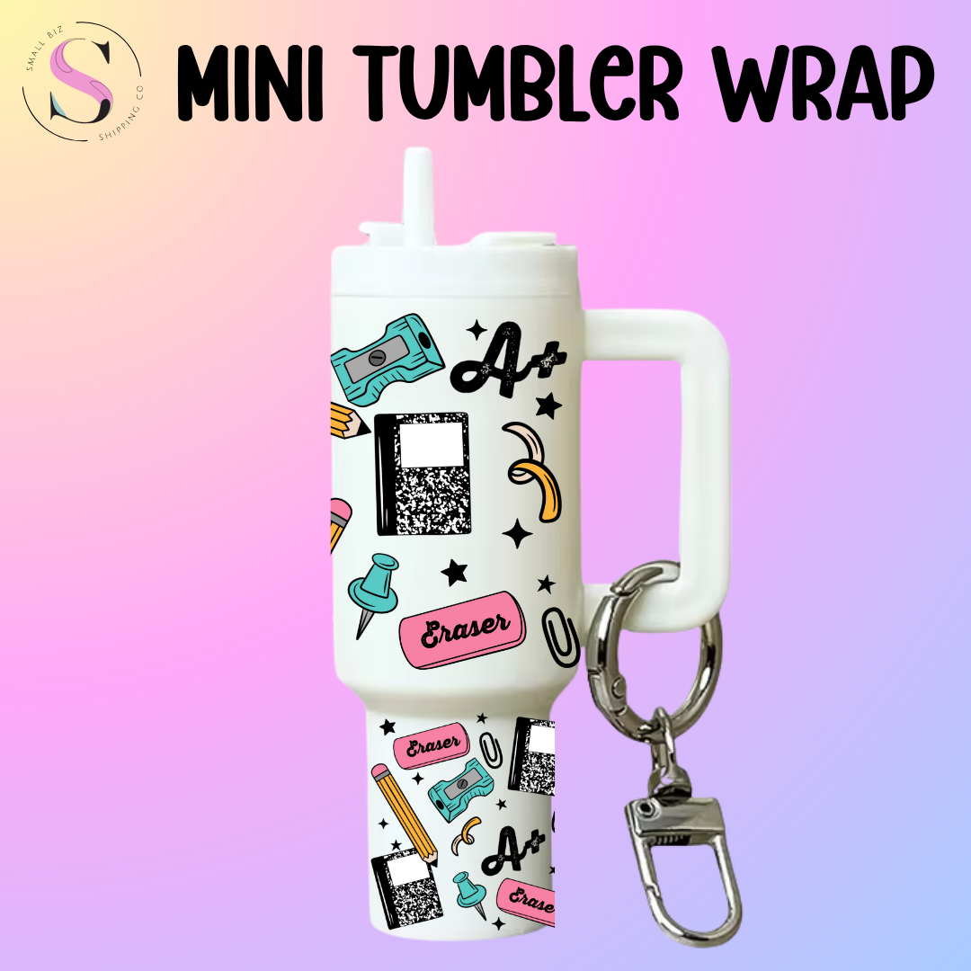 Mini Tumbler Top & Bottom Decal - School Supplies