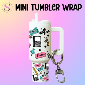 Mini Tumbler Top & Bottom Decal - School Supplies