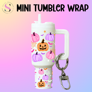 Mini Tumbler Top & Bottom Decal - Pink Purple Orange Pumpkins