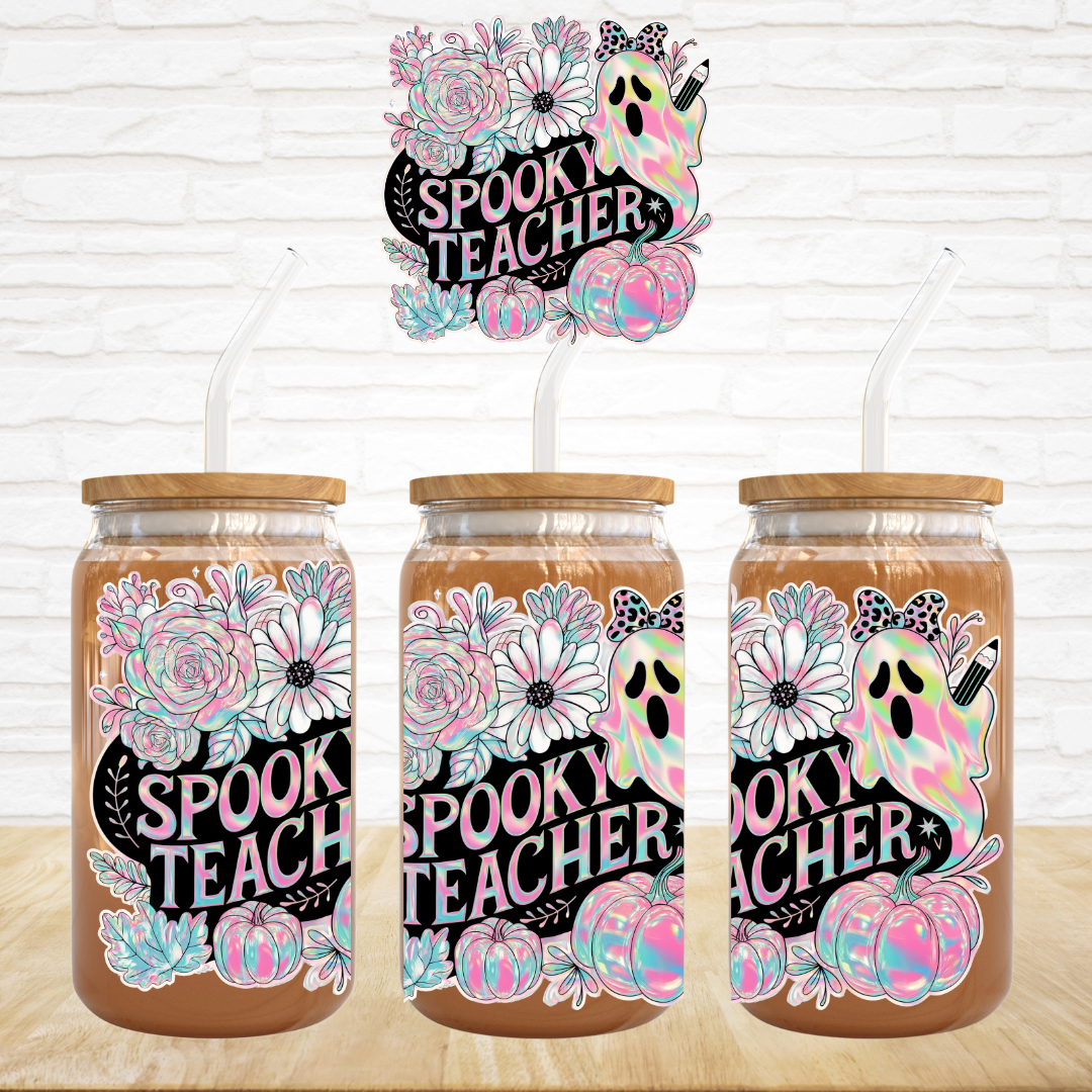 UV DTF Decal - Iridescent Spooky Teacher