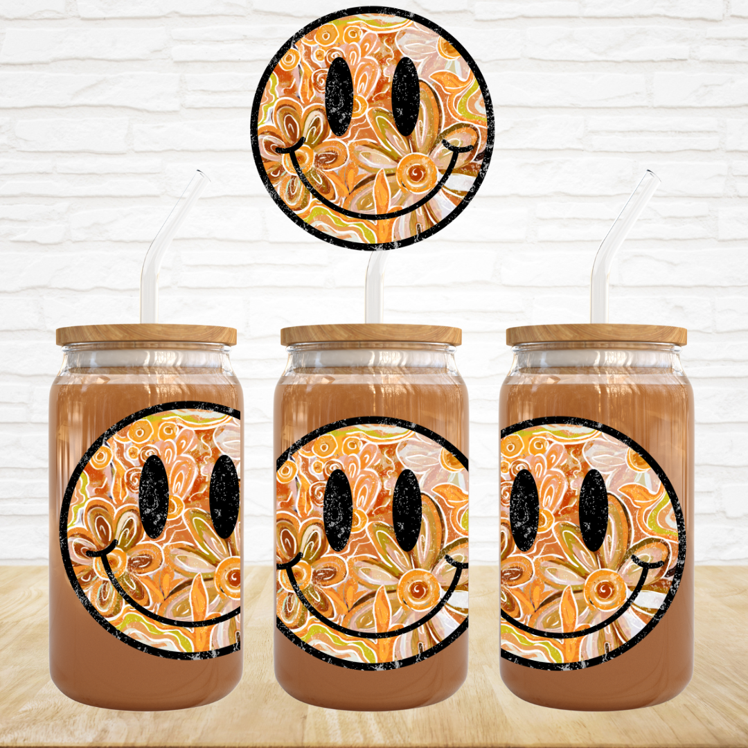UV DTF Decal - Fall Floral Smiley