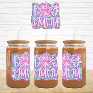 UV DTF Decal - Bright Floral Dog Mama