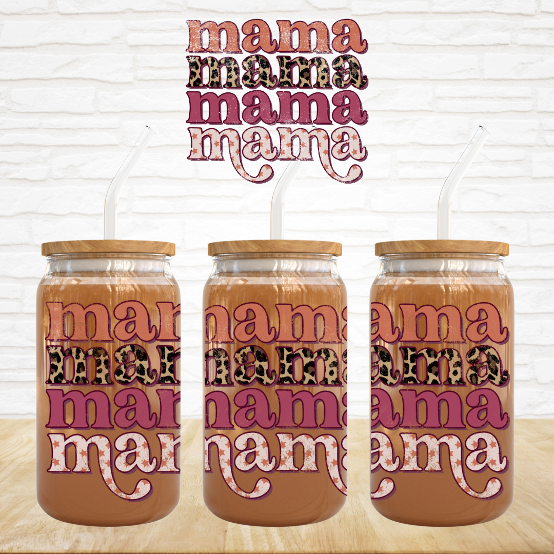 UV DTF Decal - 4 Mama Leopard Maroon