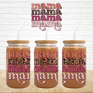 UV DTF Decal - 4 Mama Leopard Maroon