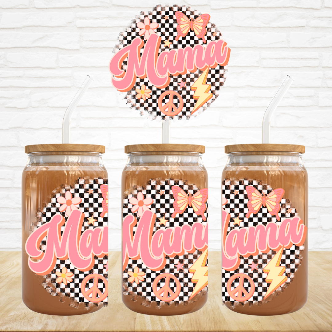 UV DTF Decal - Mama Check Butterflies