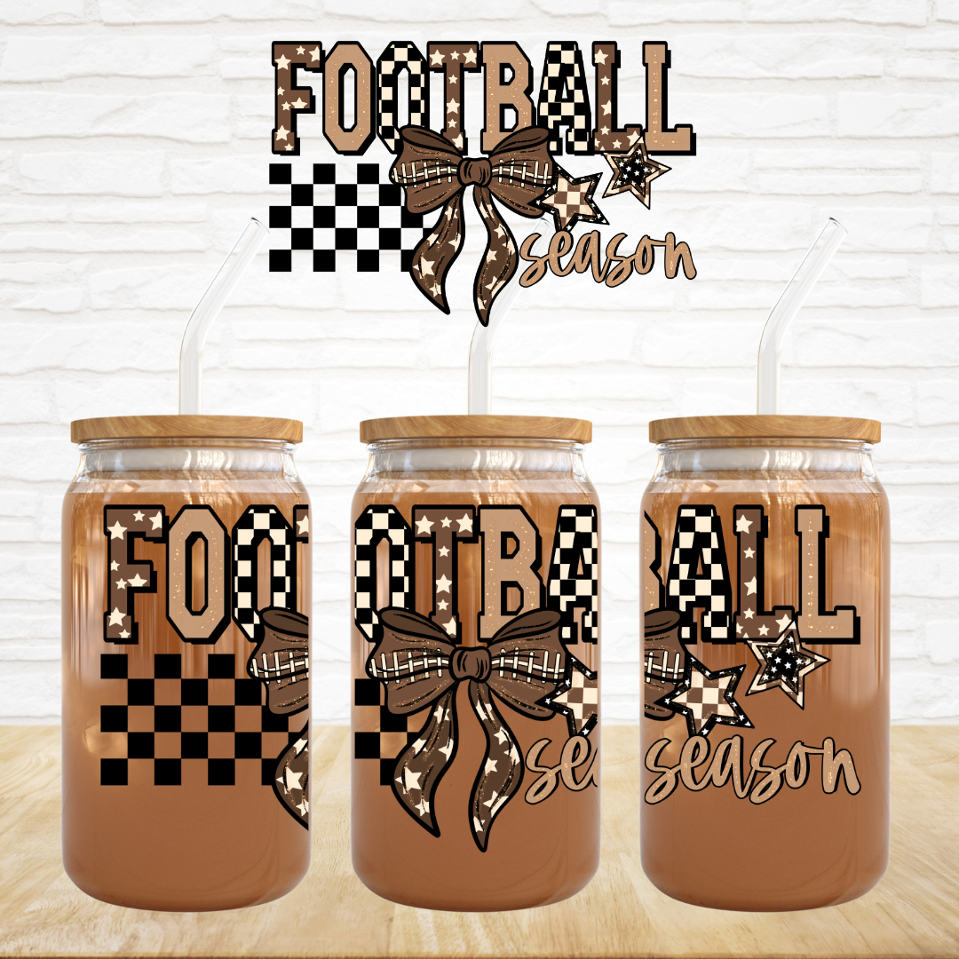 UV DTF Decal - Football Season Check Star Bow