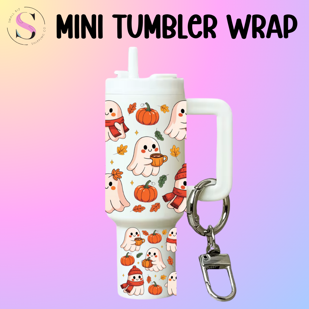 Mini Tumbler Top & Bottom Decal - Cute Fall Ghost