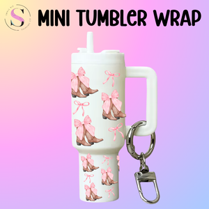 Mini Tumbler Top & Bottom Decal - Pink Bow Boots
