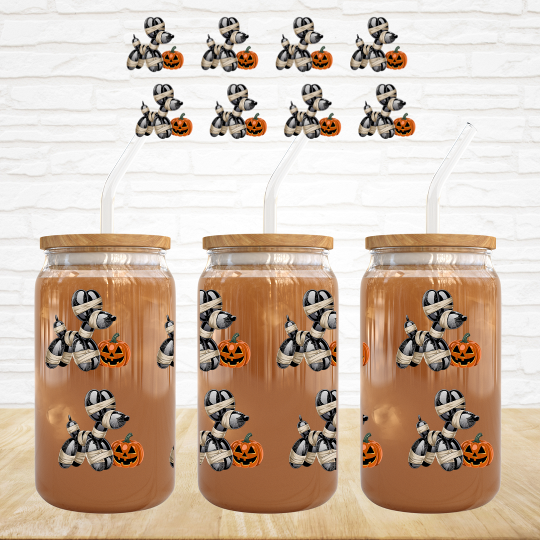 16oz UV DTF Wrap - Mummy Balloon Dogs