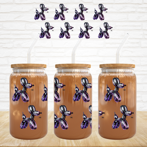 16oz UV DTF Wrap - Purple With Webs & Spider Balloon Dogs