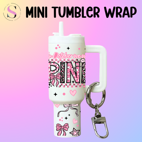 Mini Tumbler Top & Bottom Decal - In October Pink Check