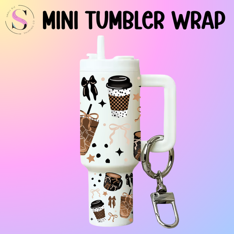 Mini Tumbler Top & Bottom Decal - Neutral Coffee Cups