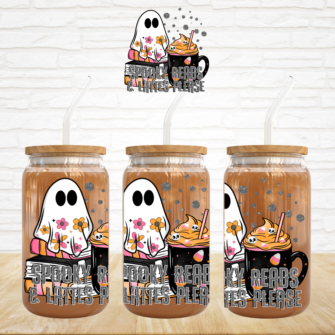 UV DTF Decal - Spooky Reads & Lattes Please