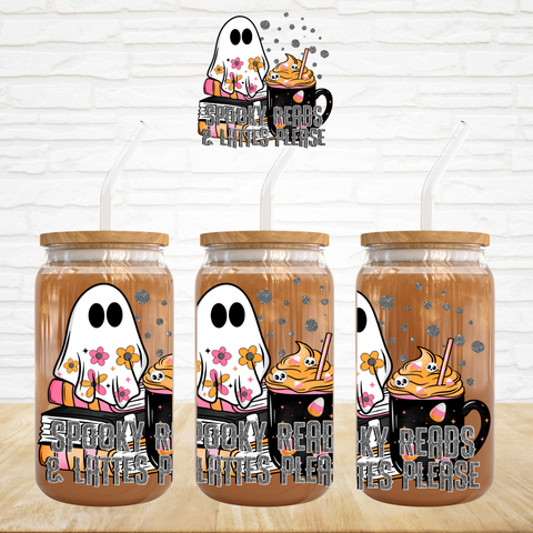 UV DTF Decal - Spooky Reads & Lattes Please