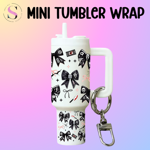 Mini Tumbler Top & Bottom Decal - Scary Bows & Tapes