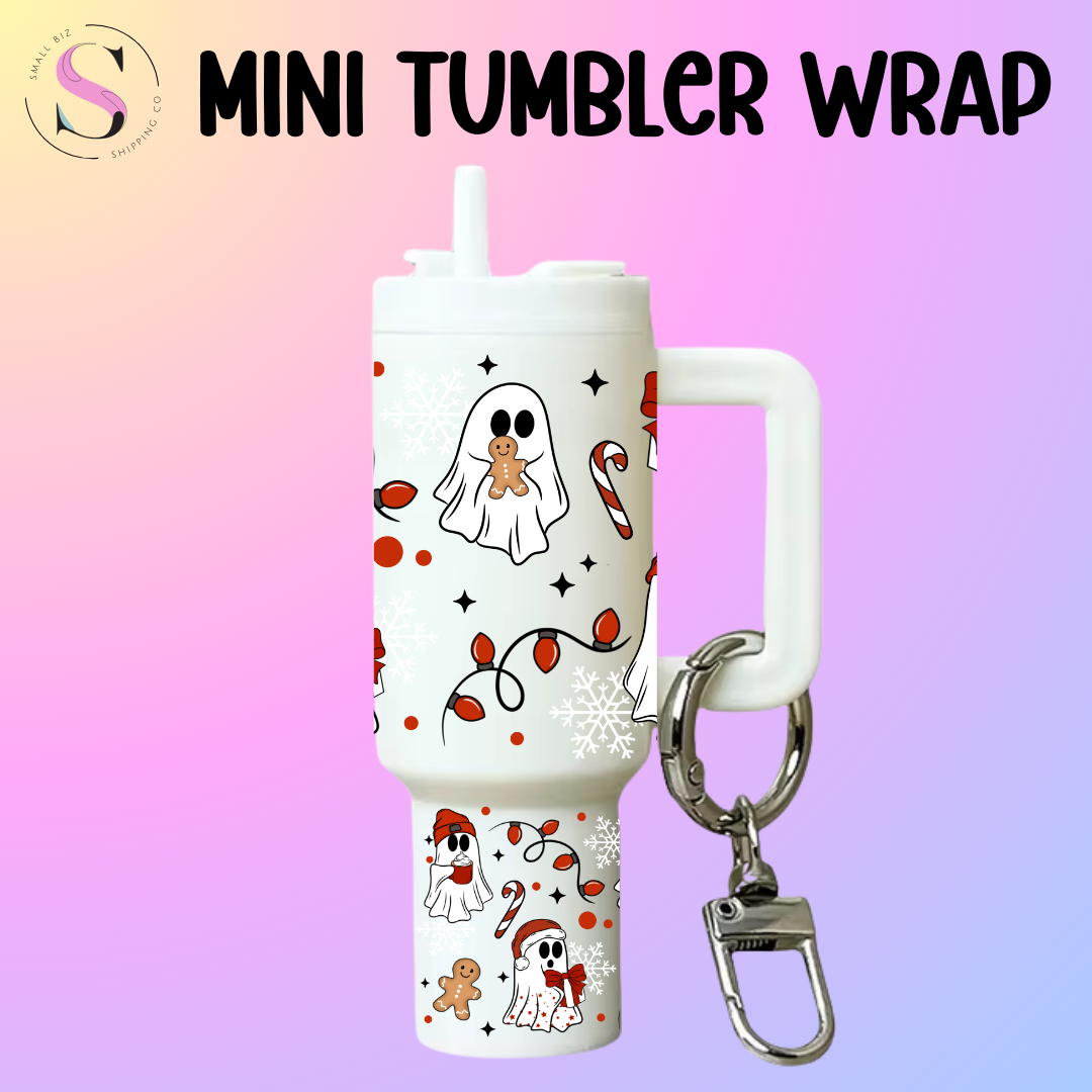 Mini Tumbler Top & Bottom Decal - Christmas Ghosties