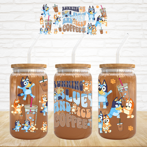 16oz UV DTF Wrap - Running On B Dog & Iced Coffee